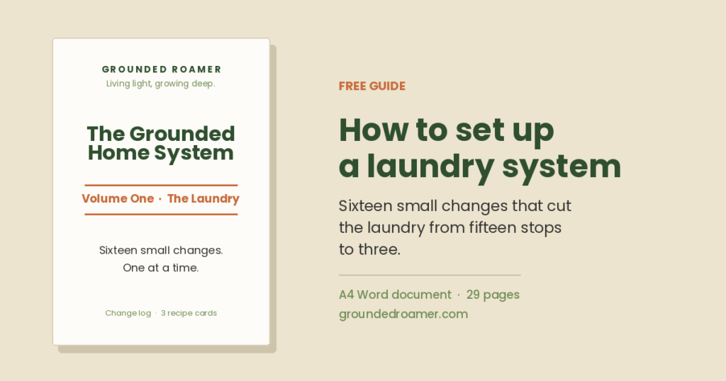 Volume One of The Grounded Home System, a free laundry guide, open on the change log page